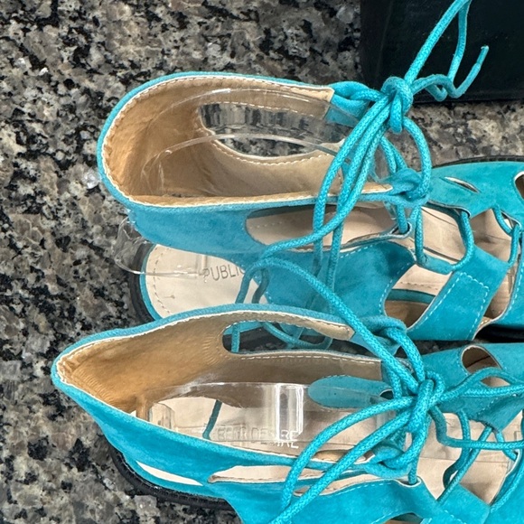 Public Desire Turquoise Lace-Up Sandals NWT 8.5 - Picture 2 of 10